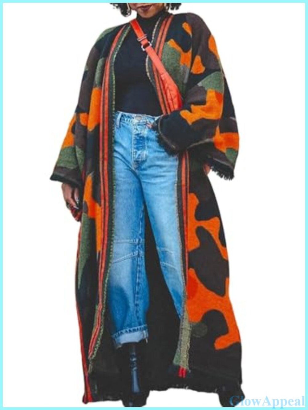 Boho Long Bell Sleeve Open Front Knit Maxi Cardigan Sweater Cover Up